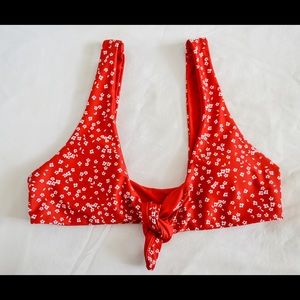 While Floral Red Bikini